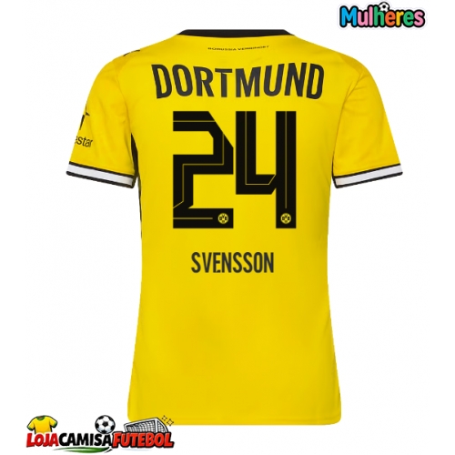 Camisa de Futebol Borussia Dortmund Daniel Svensson #24 Equipamento Principal Mulheres 2026-27 Manga Curta
